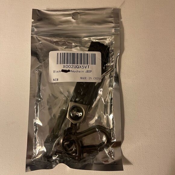 Jeep Logo Key Fob Keychain in Black Leather NWT - Picture 4 of 5